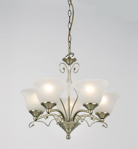 Endon Five Light Brass Chandelier - 96845-AB