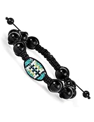 Swarovski Elements Jacksonville Spirit Football & Onyx Macrame Bracelet