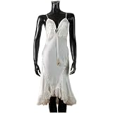 Roberto Cavalli - Roberto Cavalli Ivory Spaghetti Strap Silk Dress