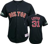 Jon Lester Jersey: Boston Red Sox #31 Alternate Navy Authentic Jersey with Fenway Park 100th Year Anniversary Patch
