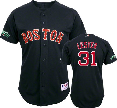 Jon Lester Jersey: Boston Red Sox #31 Alternate Navy Authentic Jersey with Fenway Park 100th Year Anniversary Patch
