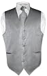 Men's Dress Vest & NeckTie Silver Grey Striped Vertical Stripes Design Set for Suit or Tuxedo