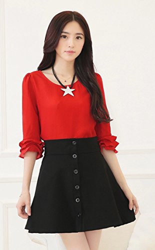 シフォンシャツ 五分袖 フラワースリーブ ラウンドネック エレガント ブラウス スーツ オーガンジー 長袖 フレアー シフォン セクシー 大きいサイズ  ワンピース コート ロング エレガンス 美脚 デート パーティ 秋物 冬物　m040