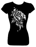 Juniors Size S Silver Gothic Rose Tattoo Art Fashion Top T Shirts; Juniors Fashion Cut Fitted Black Shirt; Great Gift Ideas for Girls, Misses, Juniors, & Teens 41%2BCHABl5LL. SL160 Juniors Size S Silver Gothic Rose Tattoo Art Fashion Top T Shirts; Juniors Fashion Cut Fitted Black Shirt; Great Gift Ideas for Girls, Misses, Juniors, & Teens