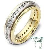 6mm Titanium & 18 Karat Yellow Gold 32 Diamond SPINNING Wedding Band