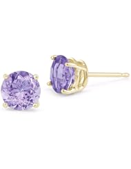 6mm Tanzanite Stud Earrings, 14K Yellow Gold Screw Back Posts