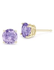 6mm Tanzanite Stud Earrings, 14K Yellow Gold Push Back Posts