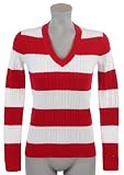 Tommy Hilfiger Womens Cable Knit Striped Cotton Logo Sweater