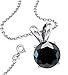 FANTOM Black Cubic Zirconia Necklace Pendant with 18 Inch Rolo Chain in 925 Sterling Silver