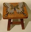 Butterfly Hand Carved and Hand Painted Wooden Foot Stool