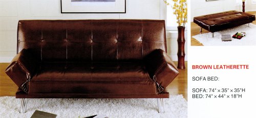 Handsome Dark Brown Leatherette Sofa Bed