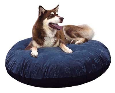 Round Dog Bed In Blue Puppy Print 48 In.