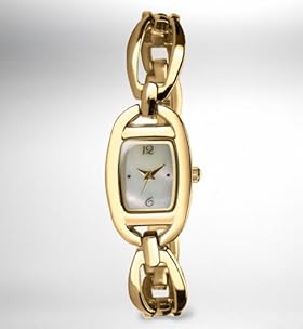 Gold Plated Curved Loop Bangle Watch