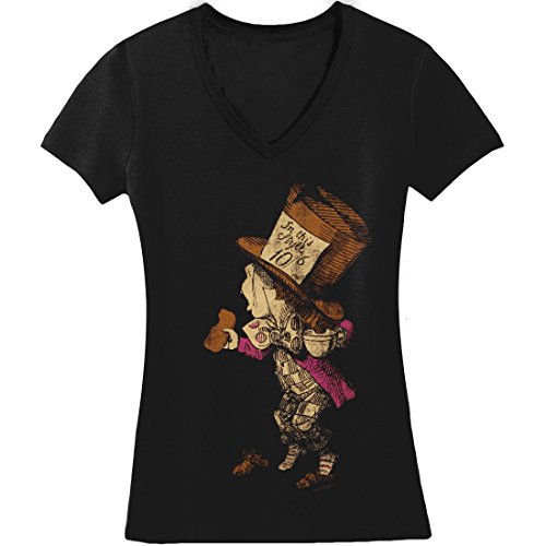 Impact Alice in Wonderland hatter Women's V-neck tshirt-Black-Medium