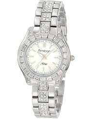 Armitron Womens 75/5053MPSV Swarovski Crystals Accented Round Silver-Tone Bracelet Watch