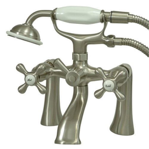 Kingston Brass KS268SN Victorian 7-Inch Deck Mount Tub and Shower Faucet, Satin Nickel