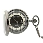 Colibri Pocket Watch Gunmetal Case with Mother of Pearl Inlaid Cover PWQ095500J