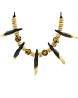 HZman Prehistoric Caveman Real Wolf Tooth Necklace Brown Tribal