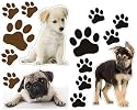 Puppies and Paw Prints - Peel and Stick - 27 Wall Stickers Decals