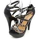 Shoehorne Women's Black Cracked pu Leather Studded Gladiator High Heeled Platform Sandals Avail in all Sizes