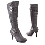 Damen Schuhe, STIEFEL, HIGH HEELS, 66961, Synthetik in hochwertiger Leder Optik, Grau, Gr 41