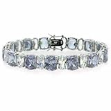 Sterling Silver Lavender CZ and Simulated Diamond CZ Chunky Tennis Bracelet