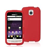 Red Silicone Rubber Gel Soft Skin Case Cover for LG Optimus M MS690 Metro-P ....