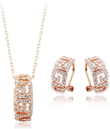 Authentic Austria white crystal 18k gold plated the window of soul necklace earrings jewelry