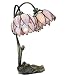 Meyda Tiffany Custom Lighting 66922 Handel Floral Bud 2-Light Accent Lamp, Antique Bronze Finish with Pink Art Glass