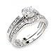 Silver Tone Cubic Zirconia Wedding Set, 1-Carat Size Silver Tone Cubic Zirconia Wedding Set, 1-Carat Size