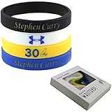 CocoFang 3D Stephen Curry Silicone Wristband Bracelet NBA Basketball Star Bracelet,4PCS Assorted Color