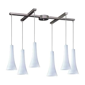 Tromba - 6 Light Kitchen Island Pendant Track Lighting Fixture - Brushed Nickel - White -...