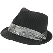 New Pinstripe Fedora Printed Paisley 3 Pleat Hat * Black Medium