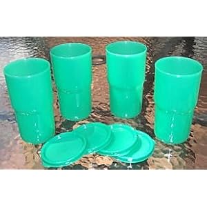 Tupperware Tabletop Tumbler 12oz Set of 4 Toucan Teal Green by