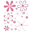 Instant Murals 20 Daisy Flowers Wall Transfer Stickers - Bright Pink