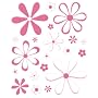Instant Murals 20 Daisy Flowers Wall Transfer Stickers - Bright Pink