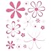 Instant Murals 20 Daisy Flowers Wall Transfer Stickers - Bright Pink