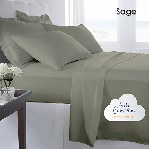 Becky Cameron 1800 Series Wrinkle-free Ultra Soft Microfiber Sheet Set (Full - Sage): Double-brushed microfiber for outstanding comfort, Designed to fit up to 18" deep pockets on the fitted sheets - Perfect for oversized mattresses - Superior weave for durability and a buttery-soft touch - Made of ultra-plush and soft 95 GSM microfiber material-hypoallergenic, Easy Care: Machine wash cold, Tumble dry low, Fade Resistant, Wrinkle Free, No Ironing Necessary - Available in Twin, Full, Queen, King, and California King - Available in 10 beautiful colors: White, Cream, Gold, Sage, Gray, Navy, Aqua, Purple, Burgundy, Chocolate.