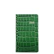 2012 Pocket Agenda Datebook, Genuine Crocodile Embossed Leather, 5" , Bottle Green