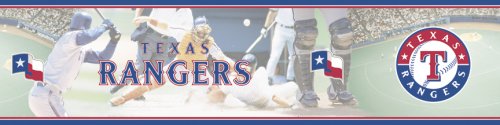 Blue Mountain Wallcoverings 5815407 Texas Rangers MLB Prepasted Wall Border, 6-Inch by 15-Foot
