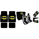 15pc Batman Combo with Front and Rear Carpeted Floor Mats, Front Low Back Seat Covers... by BDK