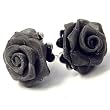 Dark Grey Meshed Rose Post Earrings Fashion Jewelry