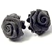 Dark Grey Meshed Rose Post Earrings Fashion Jewelry