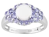 WHITE OPAL AND .88CTW TANZANITE STERLING SILVER RING