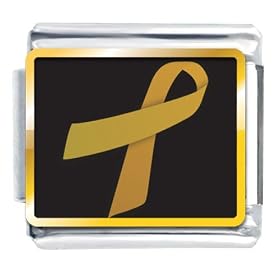 Golden Italian Charm Bracelet Ribbon Awareness