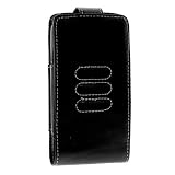 Black Premium Vertical Black Carrying Pouch Leather Case with Clip Button Closing with Screen Cover for Apple Iphone 1st Gen (NOT for iPhone 3G) PDA