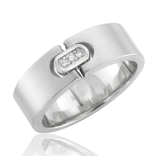 Best Price Men s Stainless Steel Diamond Band Ring H SI 0 02 carat -Band Width 6mmB001DR499C