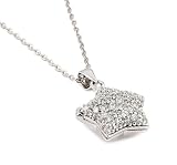 Fine Cz Star Locket Pendant With 16'' Plus 1'' Adjustable Chain