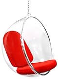 IMAGE OF Eero Aarnio Bubble Chair With Red Seat Cushion.