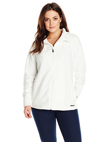 Calvin Klein Performance Women's Plus-Size Polar Fleece Jacket with Stand Up Collar, Cloud, 1X
